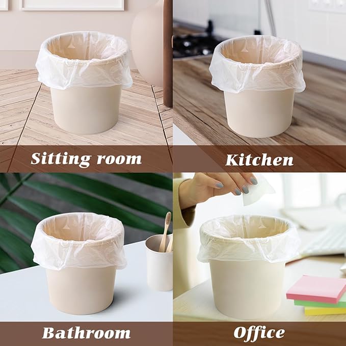 Teivio 1.6 Gallon 180 Counts Small Trash Bags Garbage Bags, Bathroom Trash Can Bin Liners, Small Plastic Bags for home office kitchen, Clear