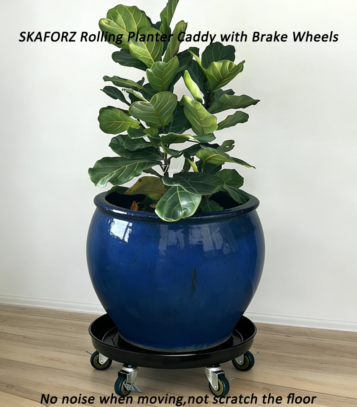 SKAFORZ Rolling Planter Caddy(470lbs Capacity), Heavy Duty Metal Plant Stand with Brake Wheels Plant Dolly Mover Plant Pot Tray Saucer for Indoor Outdoor 18 Inches Black