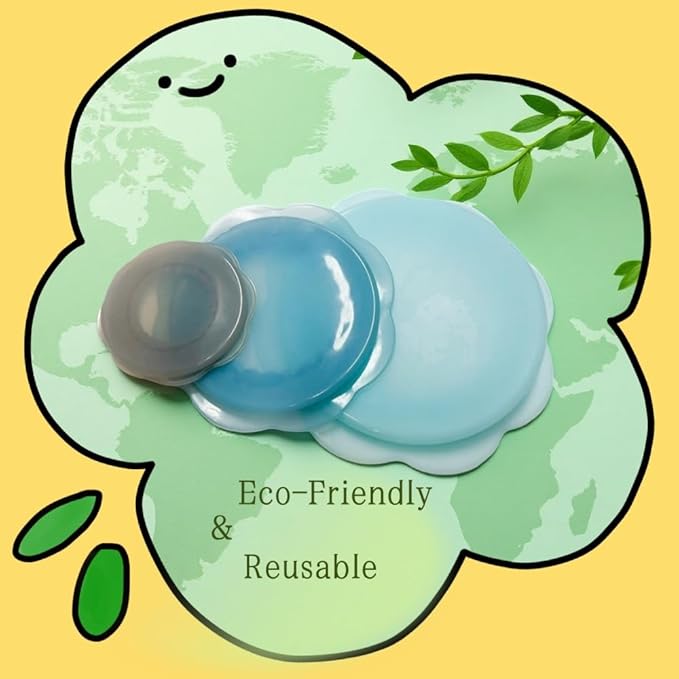 Kitchen reusable food wraps,silicone covers are food-grade safe and eco-sustainable, stretch to fit cups, water bottles, beer bottles, and all kinds of containers,plus fruits of any shape,3PCS.