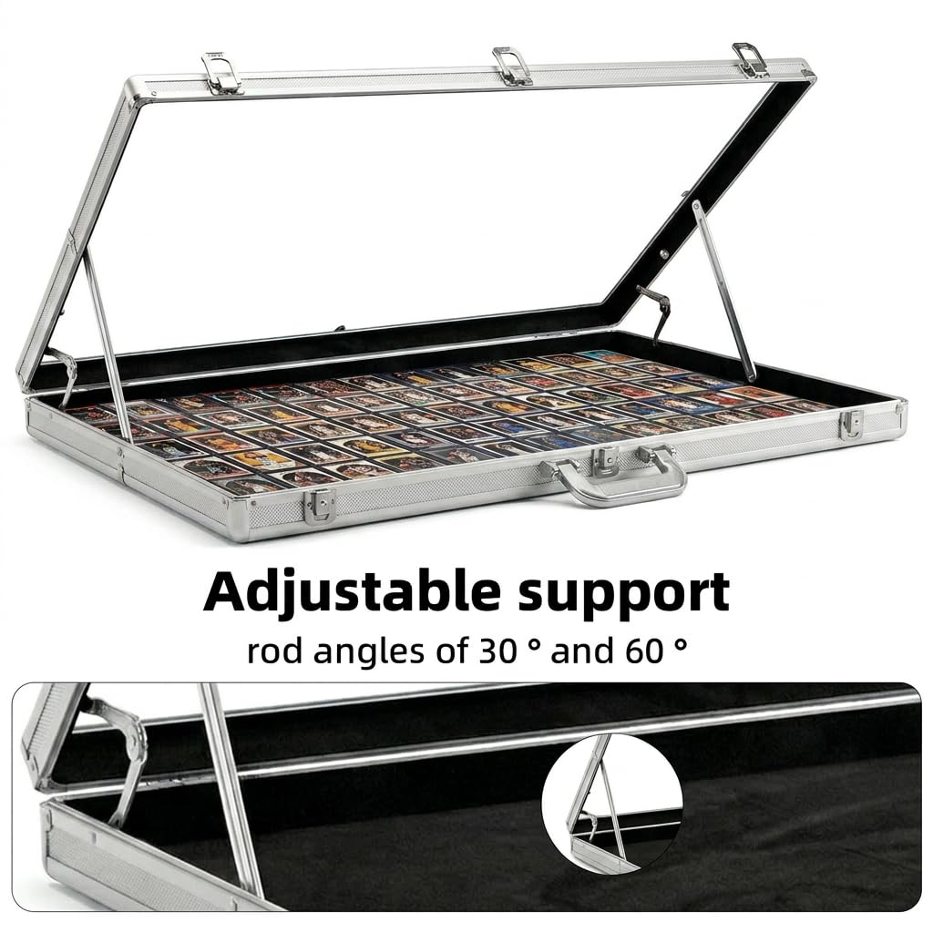 Large Portable Card Show Display Case 34"x22", Aluminum Lockable Trade Show Display Case with Acrylic Side and Handle, Tabletop Showcase for Baseball Sports Graded Cards TCG Craft Jewelry Collection