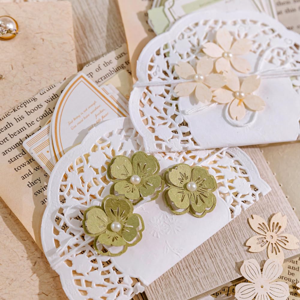 Diuhofart 300pcs Scrapbook Paper Cutouts Lace Flowers Butterfly for Scrapbooking Embellishments Supplies, Junk Journaling, Card Making, Mixed Media, Vintage Diecut Floral Collage Materials