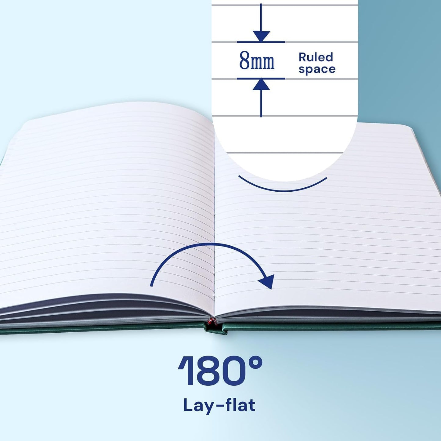 A4 Lined Journal Notebook, 8mm Ruled Notepad, Journaling for Writing, Work, School, Travel and Note Taking, Hardcover 160 Pages (80 Sheets) 8.27 x 11.6 inches (3 Pack Blue)