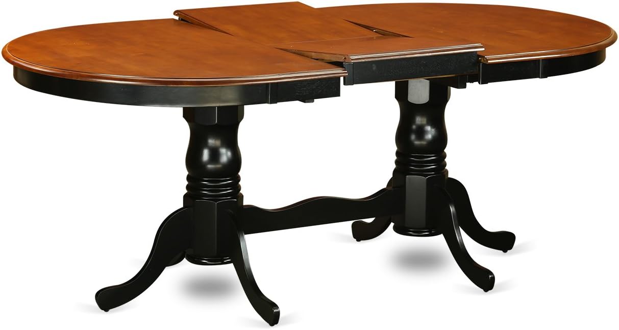 East West Furniture PLKE9-BCH-W 9 Piece Dining Table Set Includes an Oval Dining Room Table with Butterfly Leaf and 8 Wood Seat Chairs, 42x78 Inch, Black & Cherry