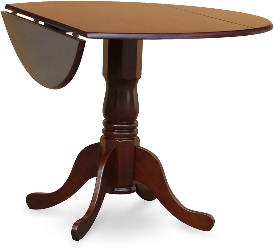 East West Furniture DLBR3-MAH-04 3 Piece Dining Room Furniture Set Contains a Round Dining Table with Dropleaf and 2 Light Tan Linen Fabric Parsons Chairs, 42x42 Inch, Mahogany