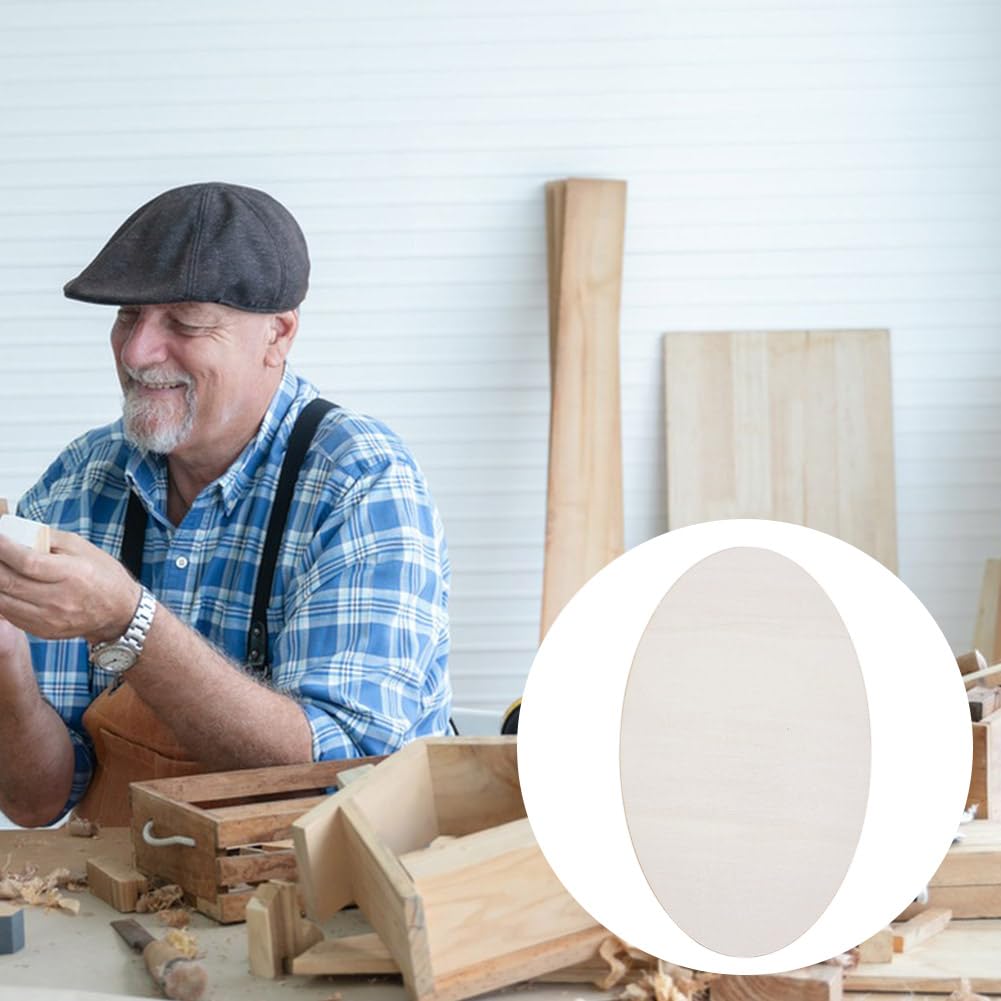 DELORIGIN 20pcs Wooden Oval Cutout 9.8 x 5.9 Inch Unfinished Wooden Blank Slices Crafts Natural Wood Circles DIY Plank Cutout Craft Supplies for Artist Painting Door Hanger Sign Wedding Decor