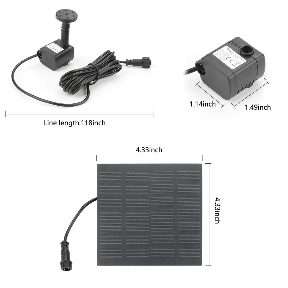 Solar Fountain Pump for Birdbath, 1.8W Free Standing Solar Water Fountain, Solar Powered Water Pump Kit for Bird Bath,Small Pond,Garden and Lawn