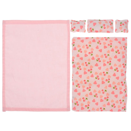 ibasenice Doll House Bedding Set - 1:12 Scale Miniature Bed Sheet, Quilt, and Pillows Kit - Soft Fabric Bedroom Accessories for 12-Inch Dollhouse Furniture Decor - Pink Heart Design