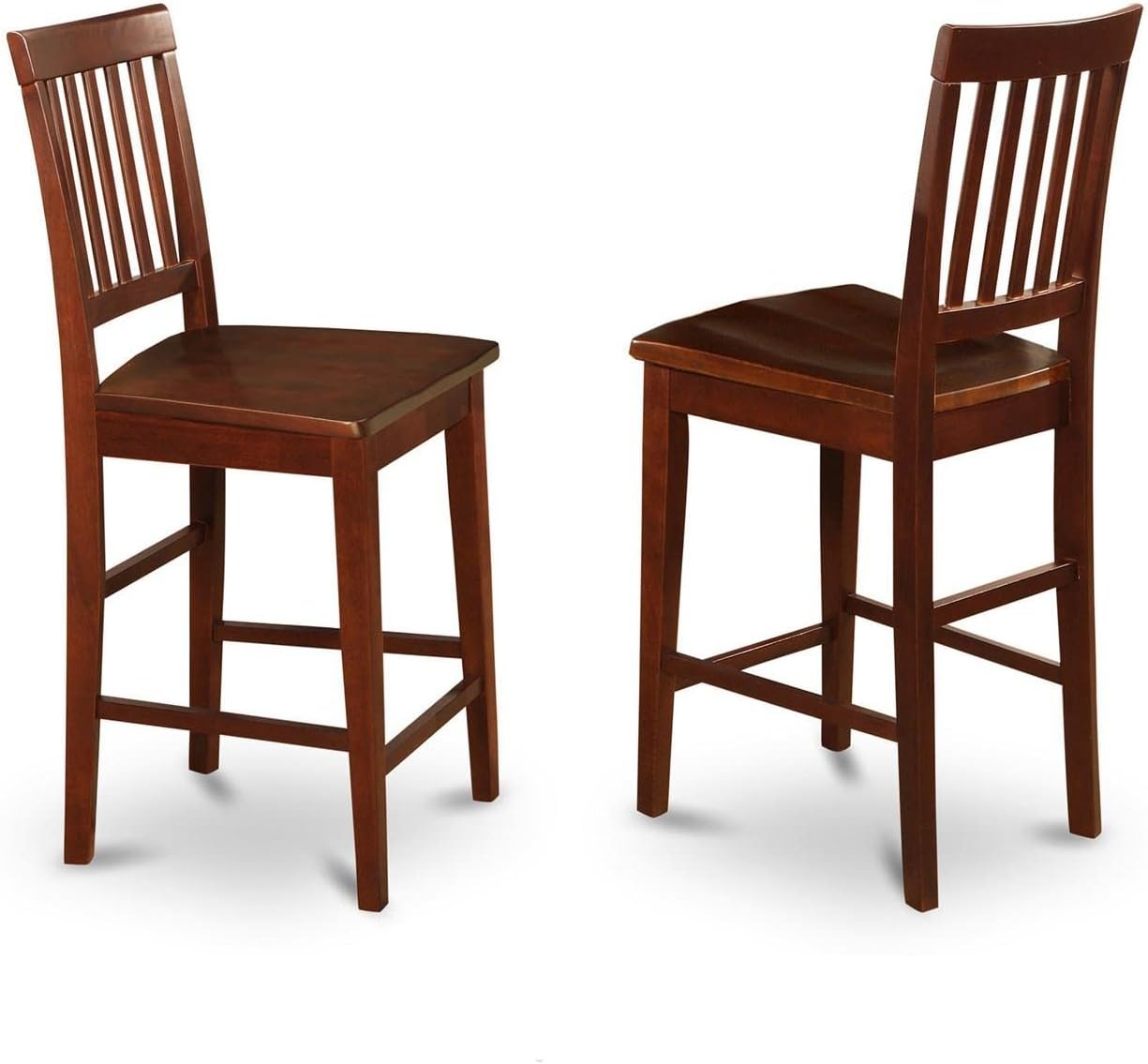 East West Furniture EDVN3-MAH-W 3 Piece Kitchen Counter Height Dining Table Set Contains a Round Wooden Table with Pedestal and 2 Dining Chairs, 30x30 Inch, Mahogany