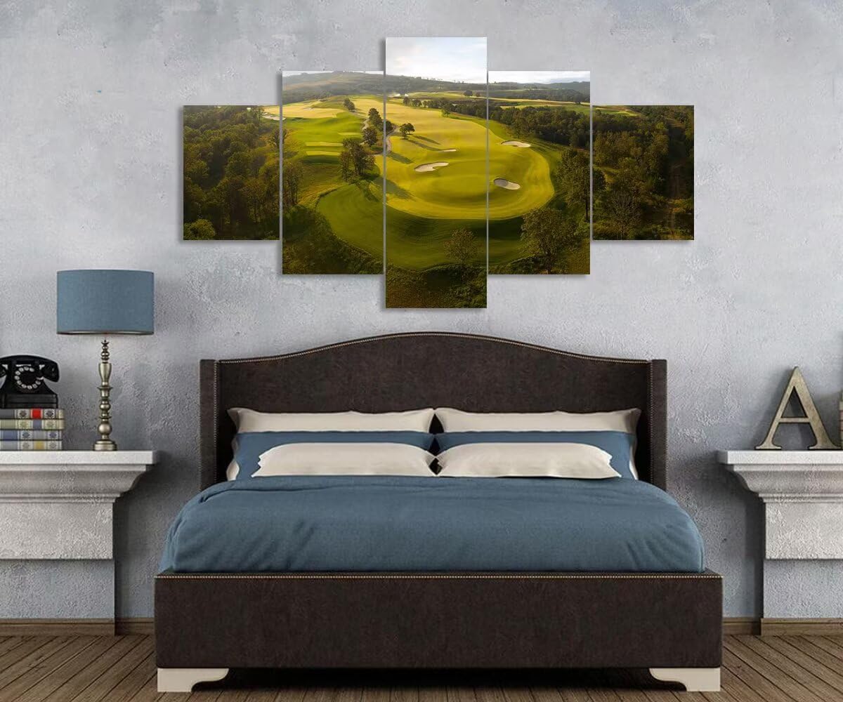 chenchenArt Payne's Valley Golf Course Wall Art Canvas Prints - Payne's Valley Golf Course Pictures Wall Decor for Living Room Bedroom Bathroom Home Decorations Framed Ready to Hang(60''W x 40''H)