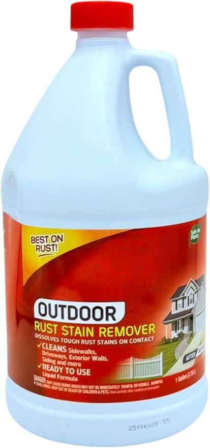 I O Outdoor Rust Stain Remover, 1 Gallon Concentrate -Best On Rust! Quick, Plant-Safe