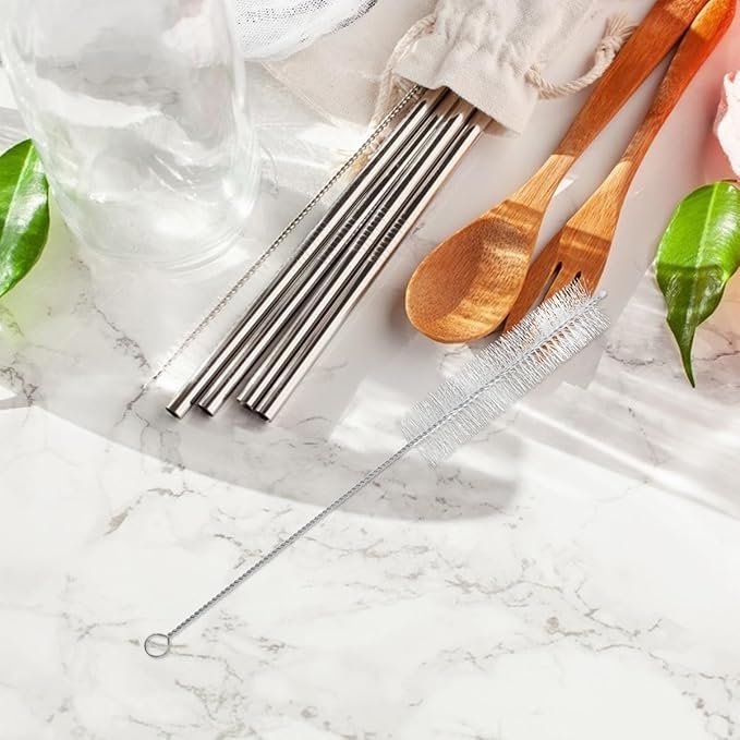 16pcs Straw Cleaning Tool with Long Nylon Bristle Brushes for Drinking Straws Tubes Bottles and Narrow Pipes Wire Hanging for Easy Storage