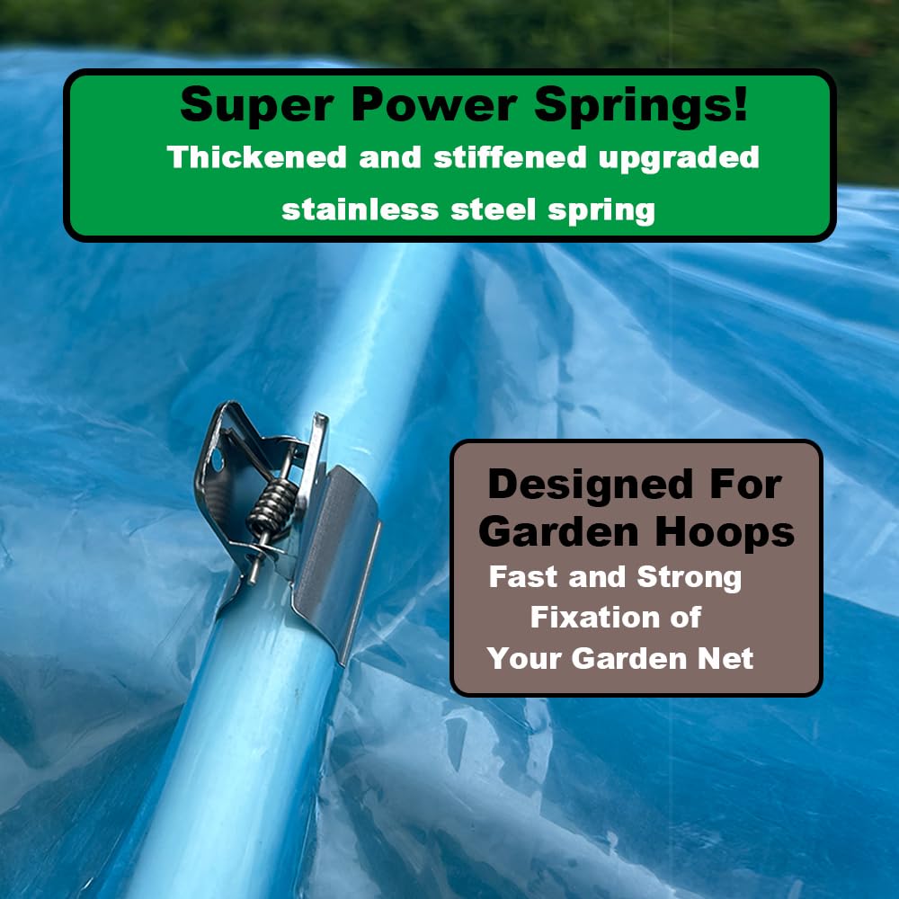 Stainless Steel Garden Clips, Extra Wide Strong Fixing Greenhouse Clips For Pvc Pipes, Garden Hoops. For Fixing Plant Cover, Shade Cloth, Greenhouse Plastic Sheeting, Garden Netting, Etc.