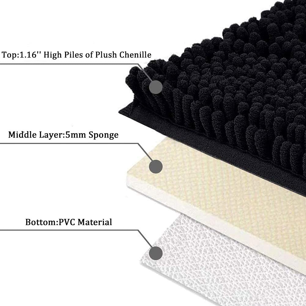 SONORO KATE Bathroom Rug,Non-Slip Bath Mat,Soft Cozy Shaggy Thick Bath Rugs for Bathroom,Plush Rugs for Bathtubs,Water Absorbent Rain Showers and Under The Sink (Black, 36"×24")