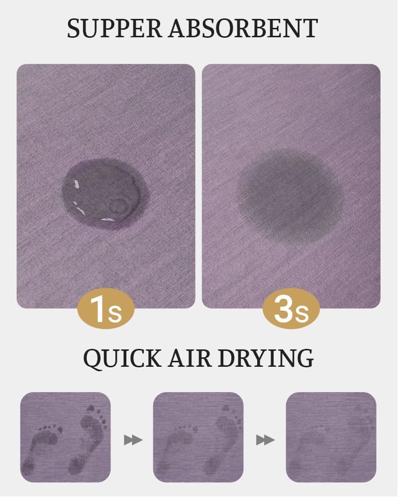 Mecko Bath Mat, Ultra Absorbent Quick Dry Bathroom Floor Mats-Rubber Non-Slip Thin Bathroom Rug Fit Under Door, Faux Suede Surface Shower Rug for Bathtub, Sink, Shower Room(Lavender Purple,16"x24")