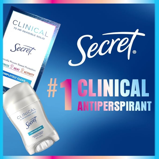 Secret Clinical Strength Antiperspirant Deodorant for Women, Stress Response, 3X Stress Protection, 72hr Sweat & Odor Protection, PH Balancing Minerals, Soft Solid, 1.6 oz
