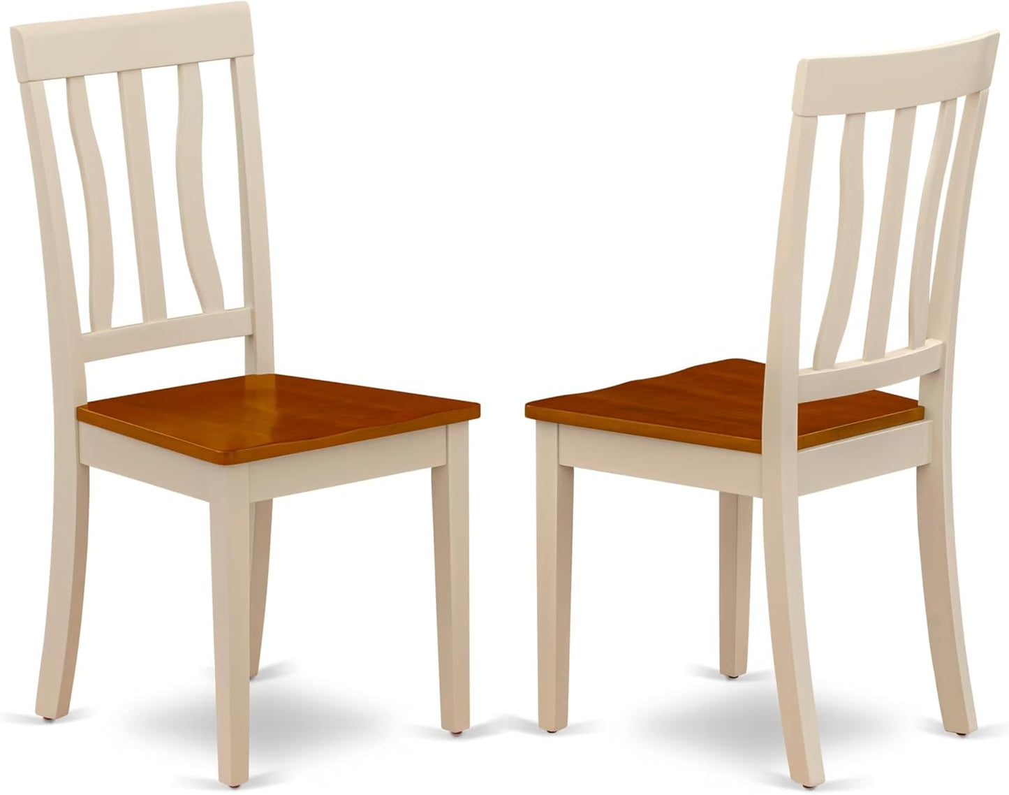 East West Furniture MZAN3-WHI-W 3 Piece Kitchen Table & Chairs Set Contains a Rectangle Dining Table with Dropleaf and 2 Dining Room Chairs, 36x54 Inch, Buttermilk & Cherry