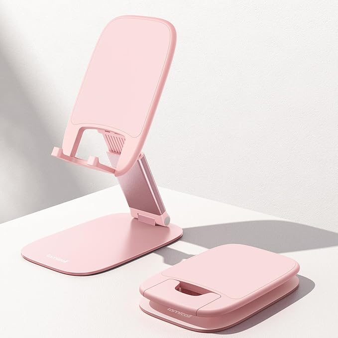 Lamicall Ultra-Thin Pink Phone Holder - Valentines Day Decorations, Gifts for Valentine, Rose Gold Pink Cell Phone Holder, Office Decor for Women, for iPhone, 4-8'' Phone