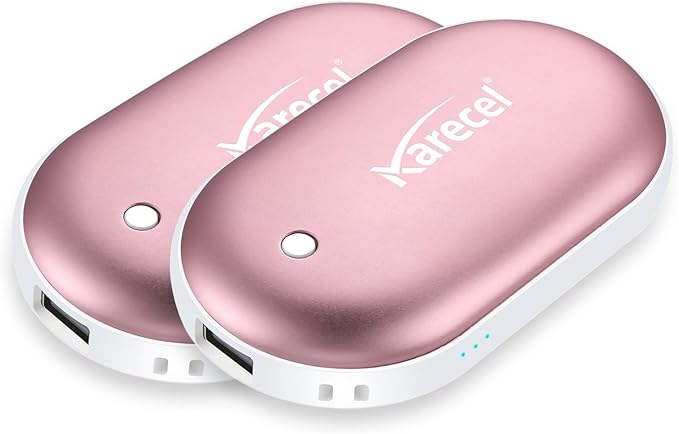Karecel Hand Warmers Rechargeable 2 Pack, 10400mAh Double-Sided Heat Electric Handwarmers Powerbank, 4-inch Full-Surface Heat, Portable Camping Hand Warmers, Men Gifts for Christmas, Winter Essentials