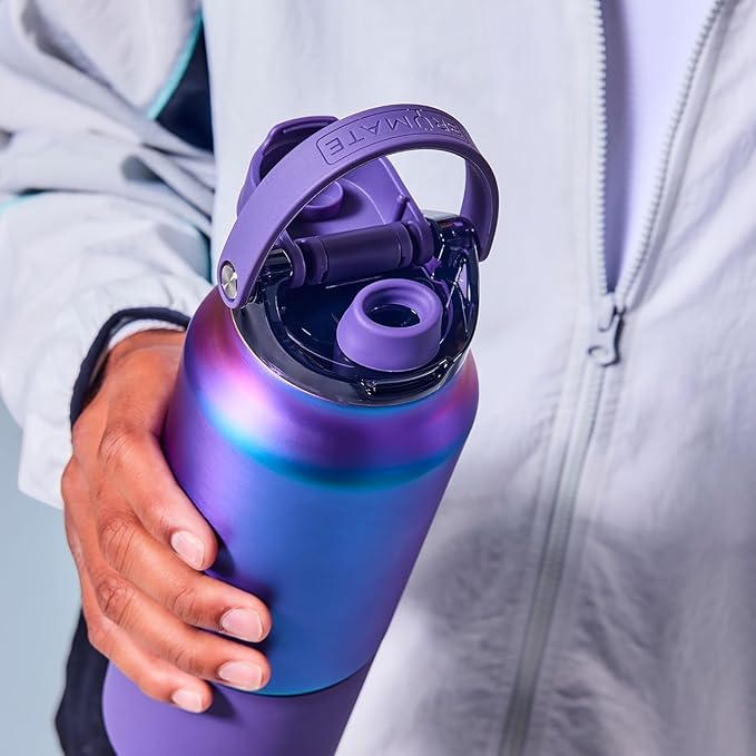 BrüMate Rise 25oz Water Bottle With 100% Leakproof Covered Silicone Straw | Insulated Stainless Steel Water Bottle | Cup-Holder Friendly | Fast Flow | Soft Sip Silicone Spout | BPA-Free (Glacier)