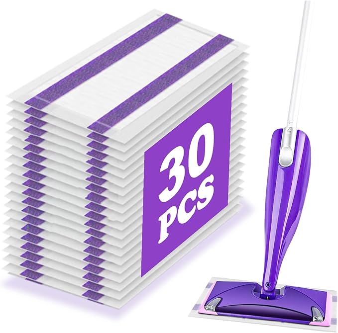 30 Pack Wet Jet Pads for Swiffer Wet Jet Mop - Wet Jet Refills for Multi-Surface Hardwood Floor Cleaning, 4 Layers Thickened Durable | Heavy-Duty Absorbent | Sticky