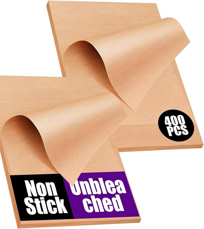 400PCS Parchment Paper for Baking, 12x16 In Precut Parchment Paper Sheets, Heavy Duty Non-Stick Baking Paper, Half Sheet Baking Sheets for Baking Cookies, Cooking, Air Fryer, Oven - Unbleached