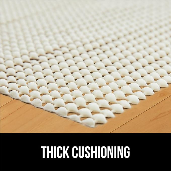 GORILLA GRIP Strong Rug Pad Gripper, 4 FT Round, US Designed, Grips Keep Area Rugs Safe and in Place, Slip and Skid Resistant Pads for Hard Floors, Under Carpet Mat Cushion and Hardwood Protection