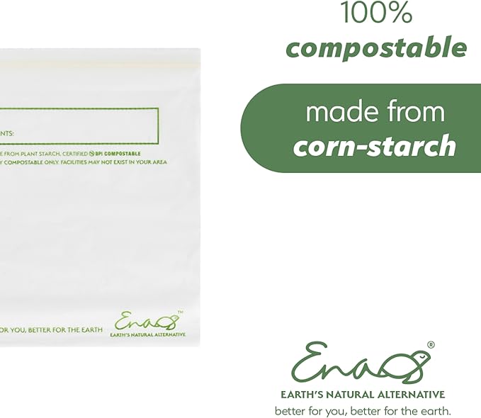 100% Compostable Food Storage Bags [Gallon 50 Count] Eco-Friendly Freezer Bags, Resealable-Bags, Heavy-Duty, Reusable, Off-White by Earth's Natural Alternative (Pack of 8)