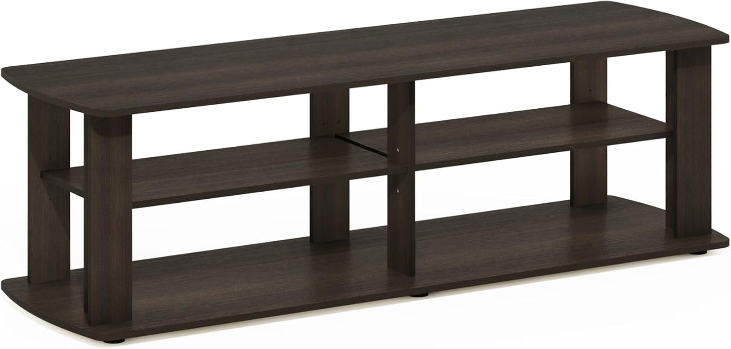 Furinno Nelly Entertainment Center TV Stand, Short 43.3"(W) x13.4(H) x13.1(D), Dark Brown