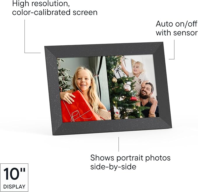 Aura Stone Digital Picture Frame - 10.1" HD Mat Display | Wirecutter's Best Digital Frame for Gifting - Send Photos Directly from Your Phone | Quick & Easy Setup Over WiFi - Free App | Black