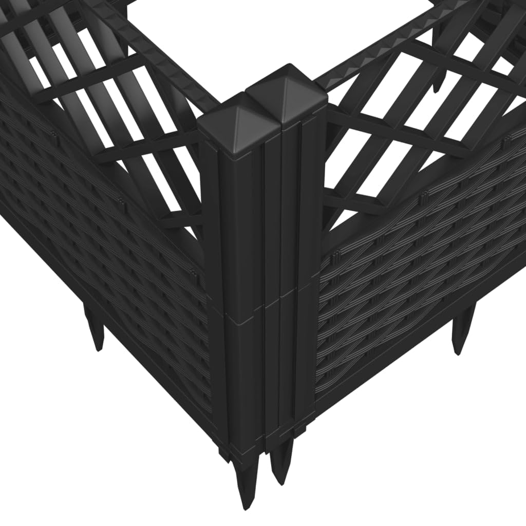 VGLQNRPT Modular Garden Planter Box 17.1 Inch Square Raised Bed for Vegetables Flowers Herbs Durable Rattan Look Outdoor Container Black