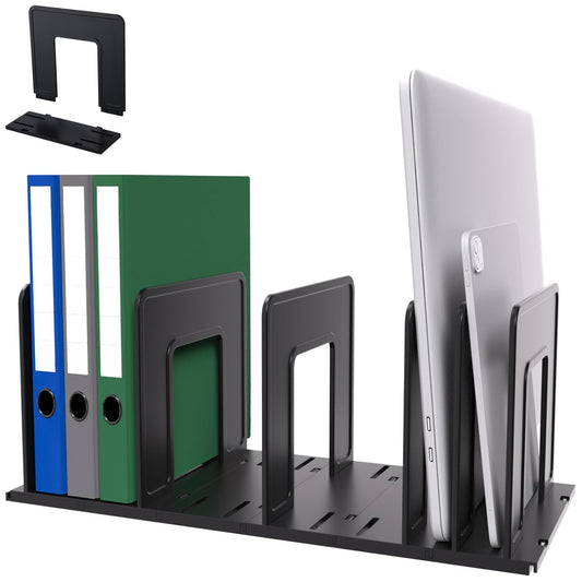 LuluEasy Adjustable Vertical File Sorter Sturdy Plastic Expandable Upright File Holder, Desktop Binder Organizer, School Office File Organizer Bookshelf Divider, Assemble Easily Endlessly, Black