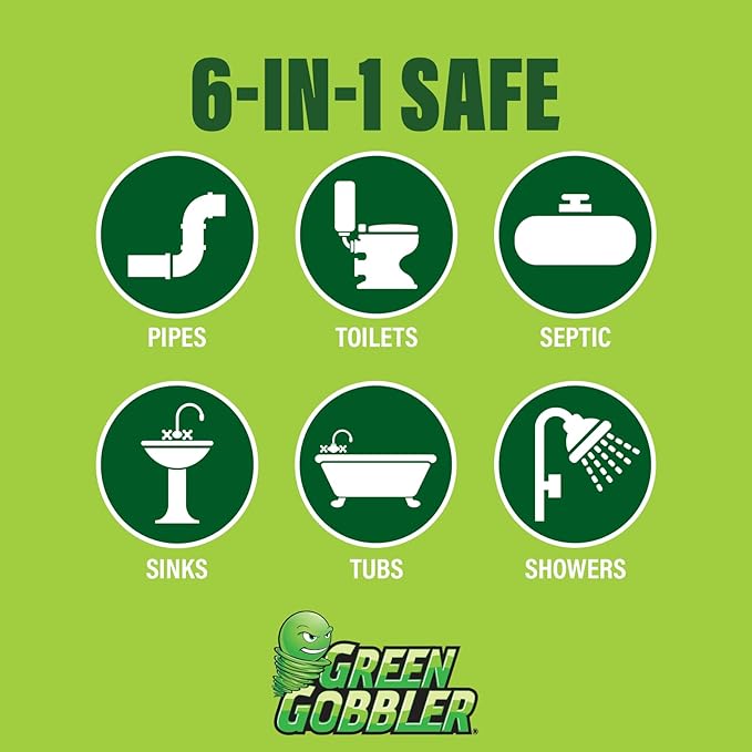 Green Gobbler Drain Clog Dissolver, Drain Opener-Cleaner ,Toilet Clog Remover, 31 oz