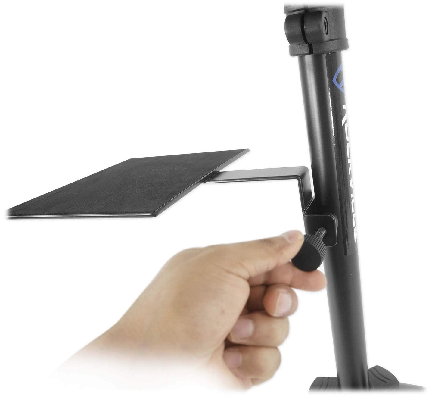 Rockville Rls68 Dual-Tray Laptop/Tablet Stand, Adjustable Height 30-51, Foldable, Portable, For Djs, Presenters, And Musicians