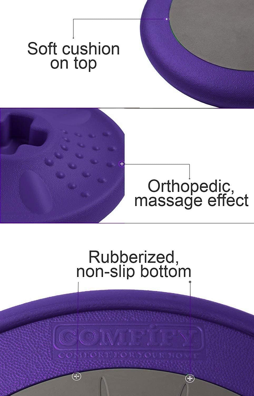 ActiveChairs Kids Wobble Chair, Flexible Elementary Classroom Seating, Improves Focus, Posture and Helps ADHD/ADD, Sensory Desk Chairs, Pre-Teen 17.75" Active Fidget Chairs, Ages 7-12, Purple
