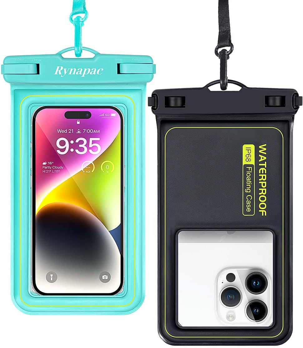 IP68 Waterproof Phone Pouch, Floating Waterproof Phone Case for iPhone 16 15 Pro Max Galaxy S24+ S23 Pixel 8 Pro with Detachable Lanyard, Cellphone Dry Bags Beach Vacation Essentials -2 Pack