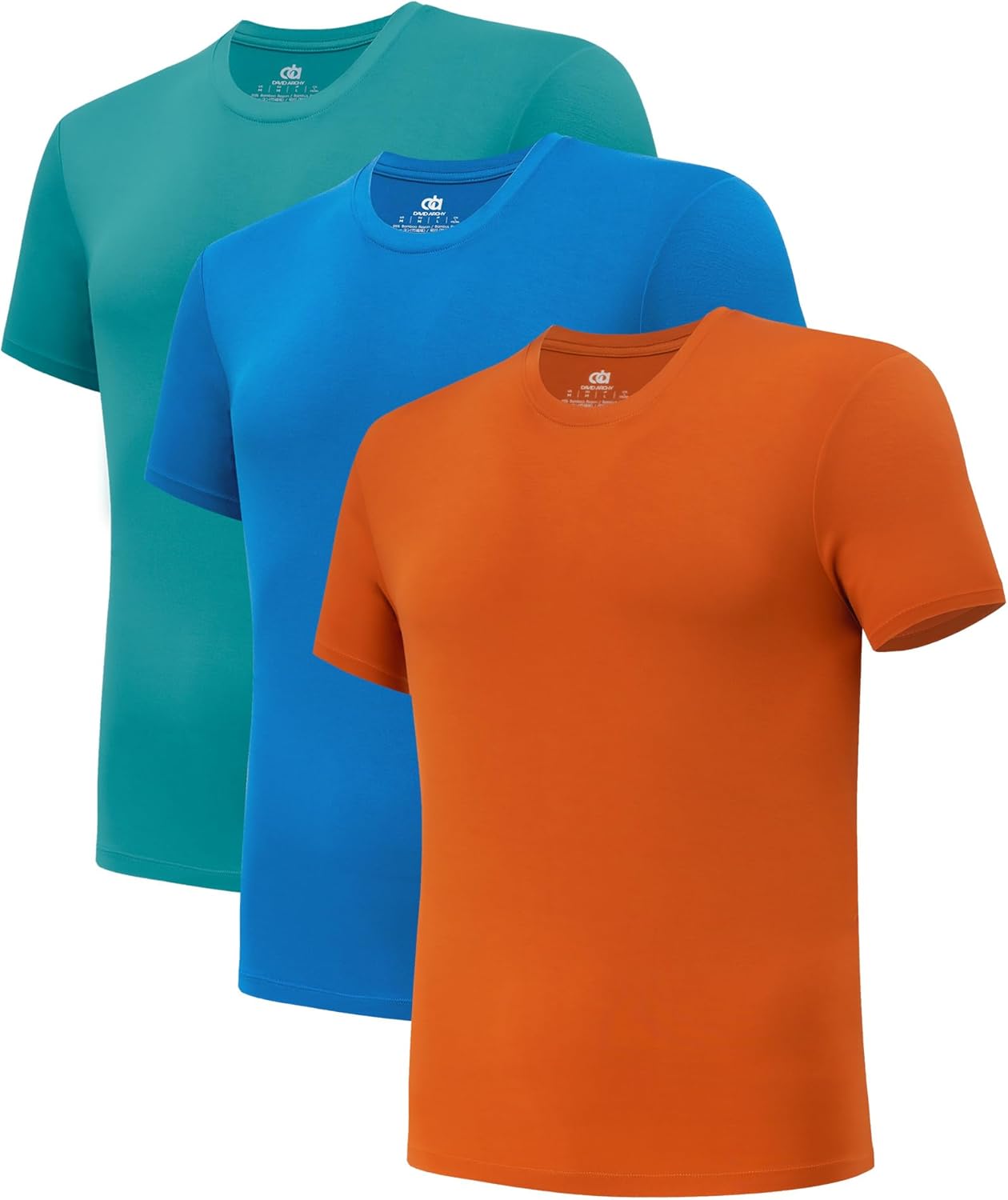 DAVID ARCHY Men's Undershirt Bamboo Rayon Moisture-Wicking Crewneck T-Shirts Stretch Tees for Men, 3 or 5 Pack