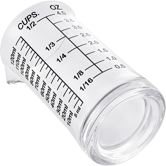 Ackers 4oz Glass Measuring Cup – Shot Glass with Ounce,Ml,Cups Markings for Kitchen & Bar(Pack of 2)