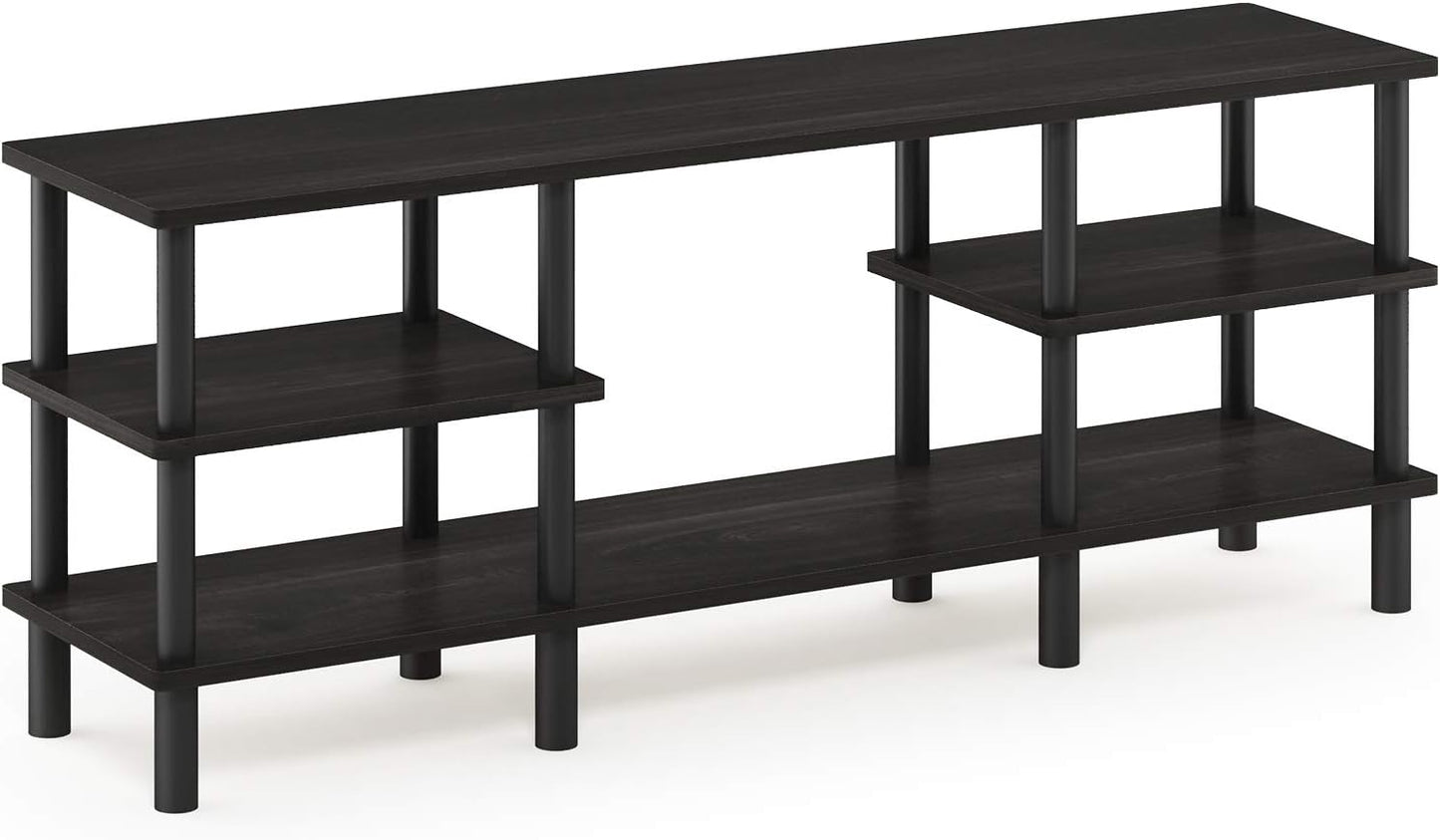 Furinno Turn-N-Tube 3-Tier Multipurpose Wide Shelf TV Stand, Espresso/Black