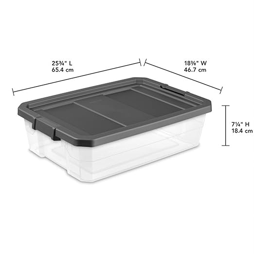 Sterilite 6-Pack Modular Stacker Box, Durable Clear Plastic Storage Bins with Latching Lids, 40 Quart - Stackable Organizing Container Boxes for Closet, Bathroom, and Office