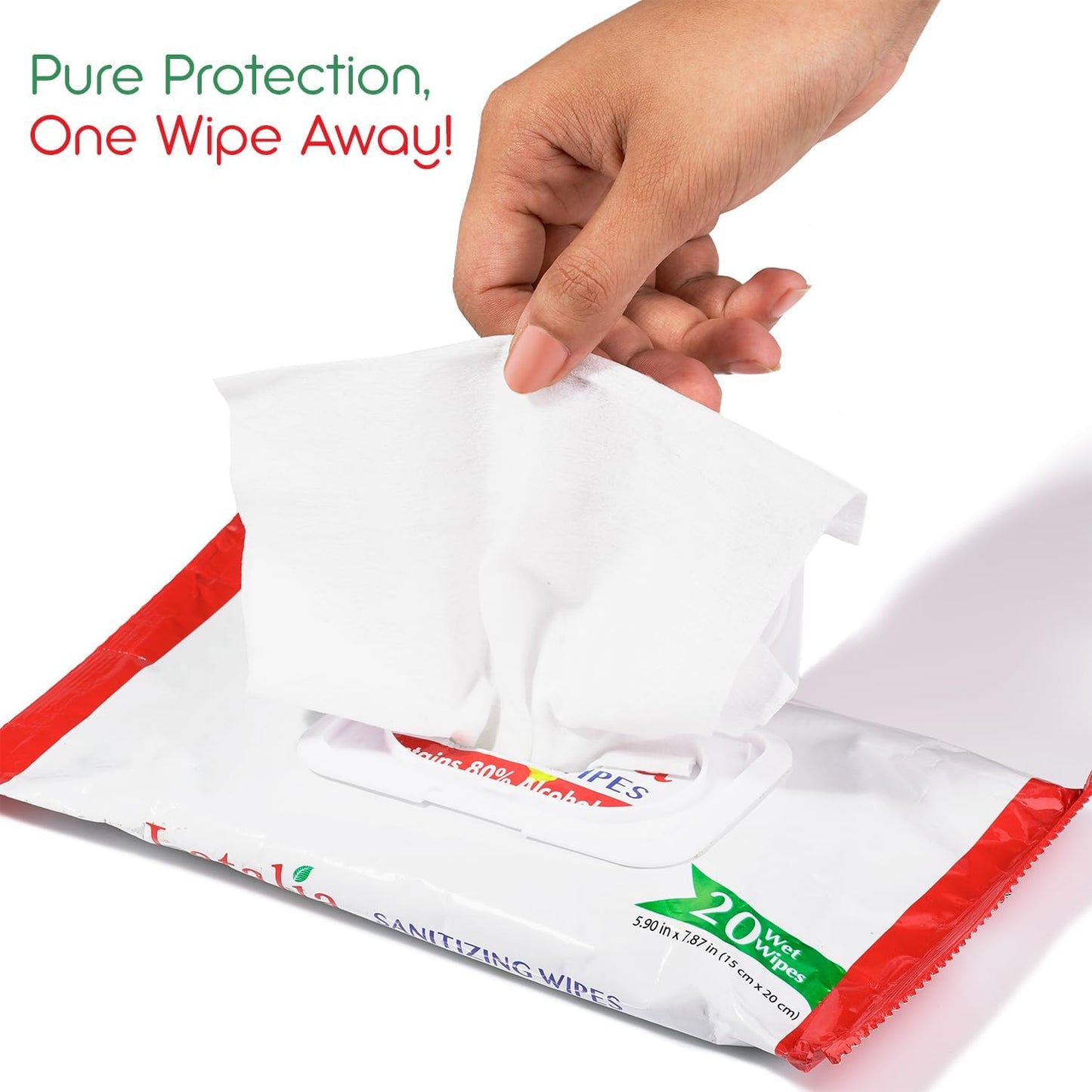 Hand Wipes | 80% Alcohol Hand Sanitizer Wipes for Hands & Face Moisturizing, Gentle, Convenient and Fragrance Free (Pack of 5, 20 Counts)