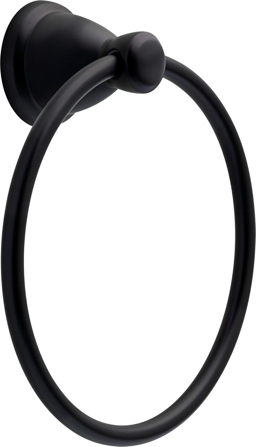 Franklin Brass Kinla 3-Piece Bathroom Set Matte Black 24" Towel Bar Rack, Toilet Paper Holder, Ring KIN3PC-MB