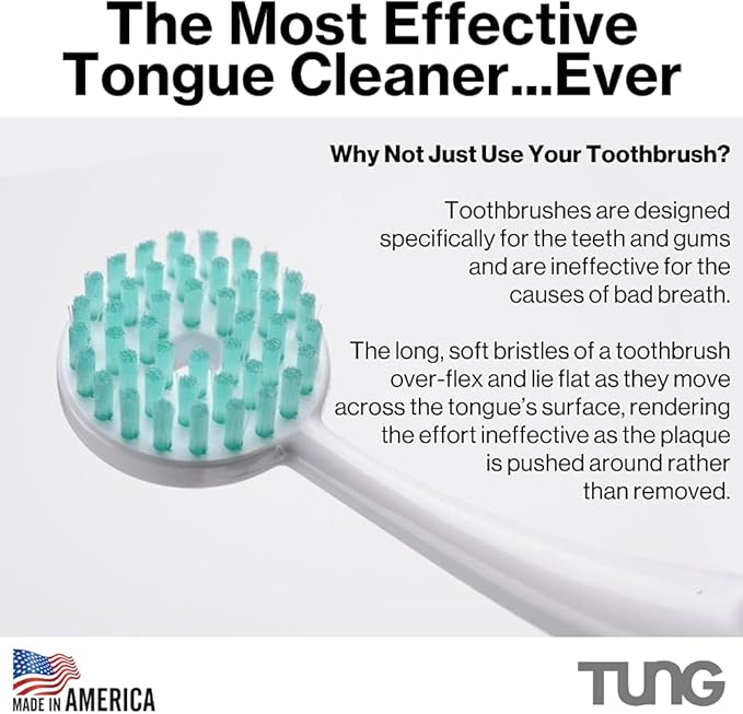 Tung Tongue Gel, Fresh Mint Tongue Cleaner Paste, Bad Breath Odor Eliminator, Halitosis Defense, BPA Free, USA Made (4-Pack)