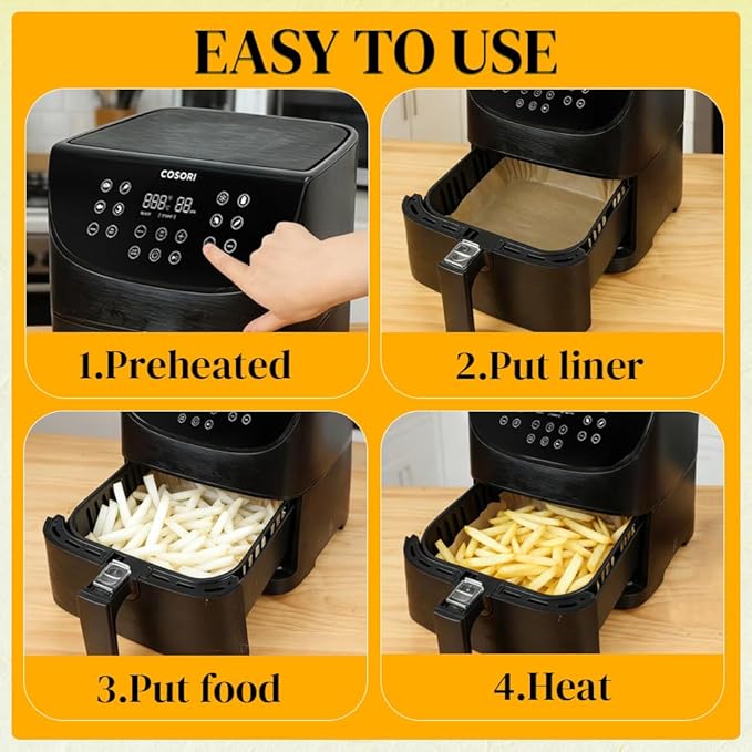 BYKITCHEN Air Fryer Sheets Liners for Ninja AG301 Grill, AF141 Pro 4-in-1 & More, 9in Disposable Square Air Fryer Parchment Paper Filters for 5 to 8 Qt, Ninja Foodi Grill Accessories(Set of 100)