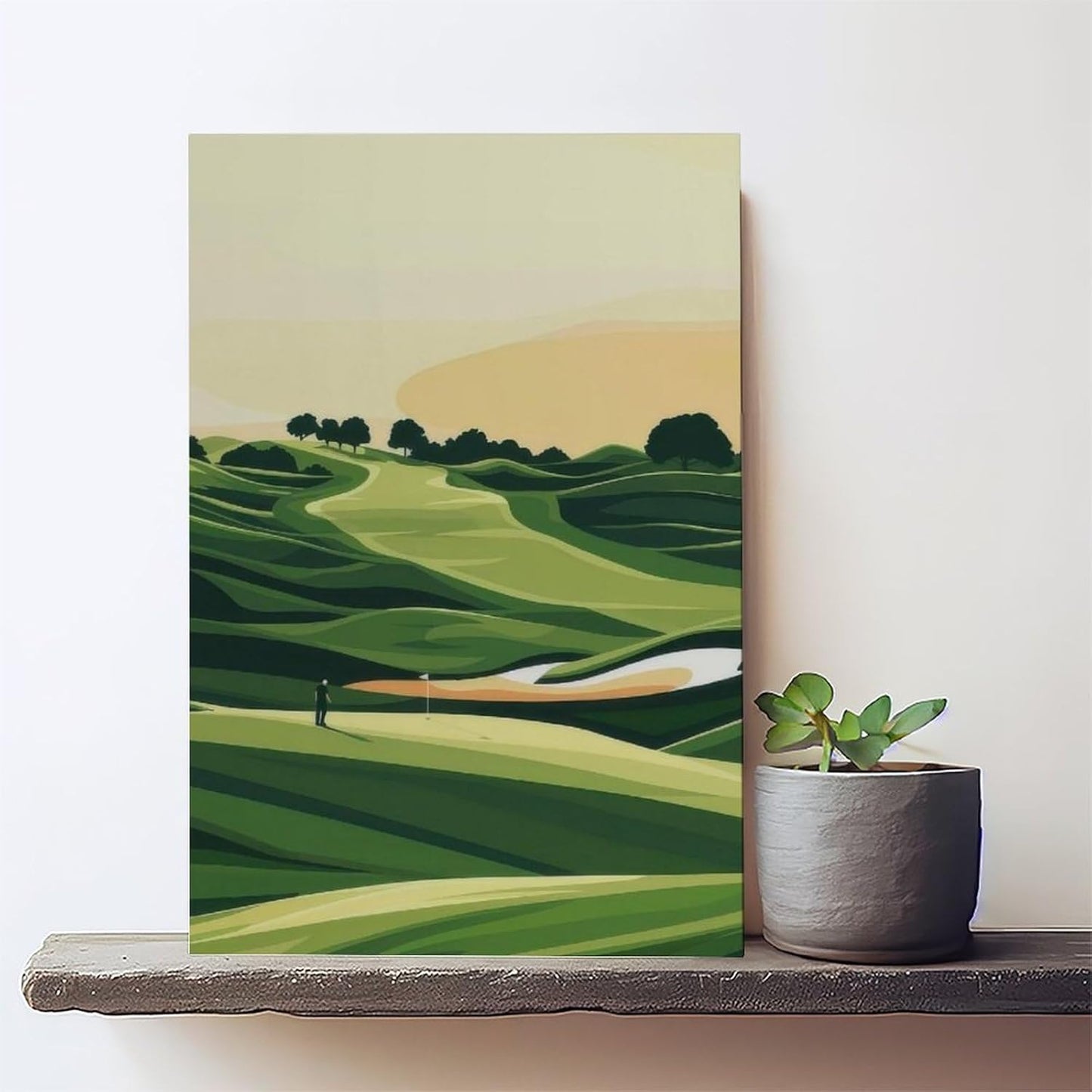 9W Golf Course Poster Green Scenery Decoration Wall Art for Office Living Room Frame-style 20x30inch(50x75cm)