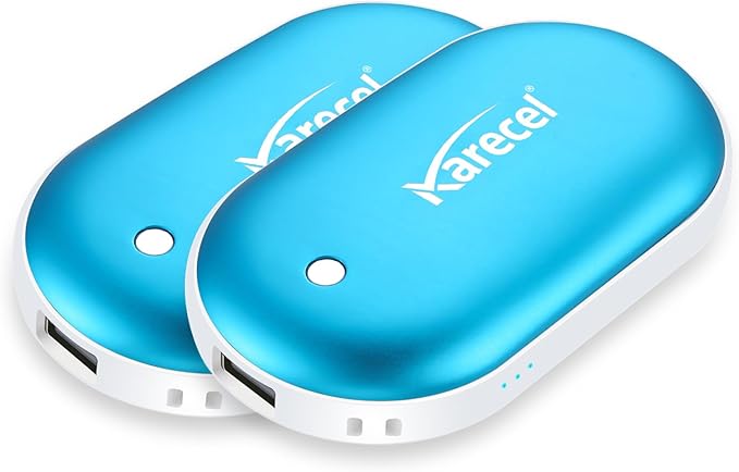 Karecel Hand Warmers Rechargeable 2 Pack, 10400mAh Double-Sided Heat Electric Handwarmers Powerbank, 4-inch Full-Surface Heat, Portable Camping Hand Warmers, Men Gifts for Christmas, Winter Essentials
