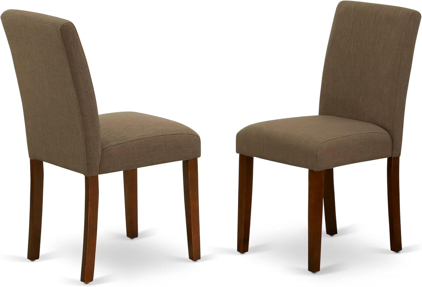 East West Furniture ANAB3-MAH-18 3 Piece Modern Dining Table Set Contains a Round Kitchen Table with Pedestal and 2 Coffee Linen Fabric Parson Dining Chairs, 36x36 Inch, Mahogany