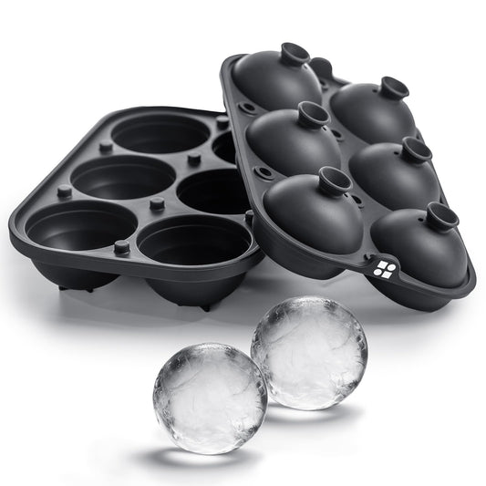 Ice Cube Molds – Large Silicone Ice & Sphere Mold Combo with Built-In Easy-Fill Funnel 2-Inch Round & Square Whiskey Ice Molds for Cocktails & Bourbon