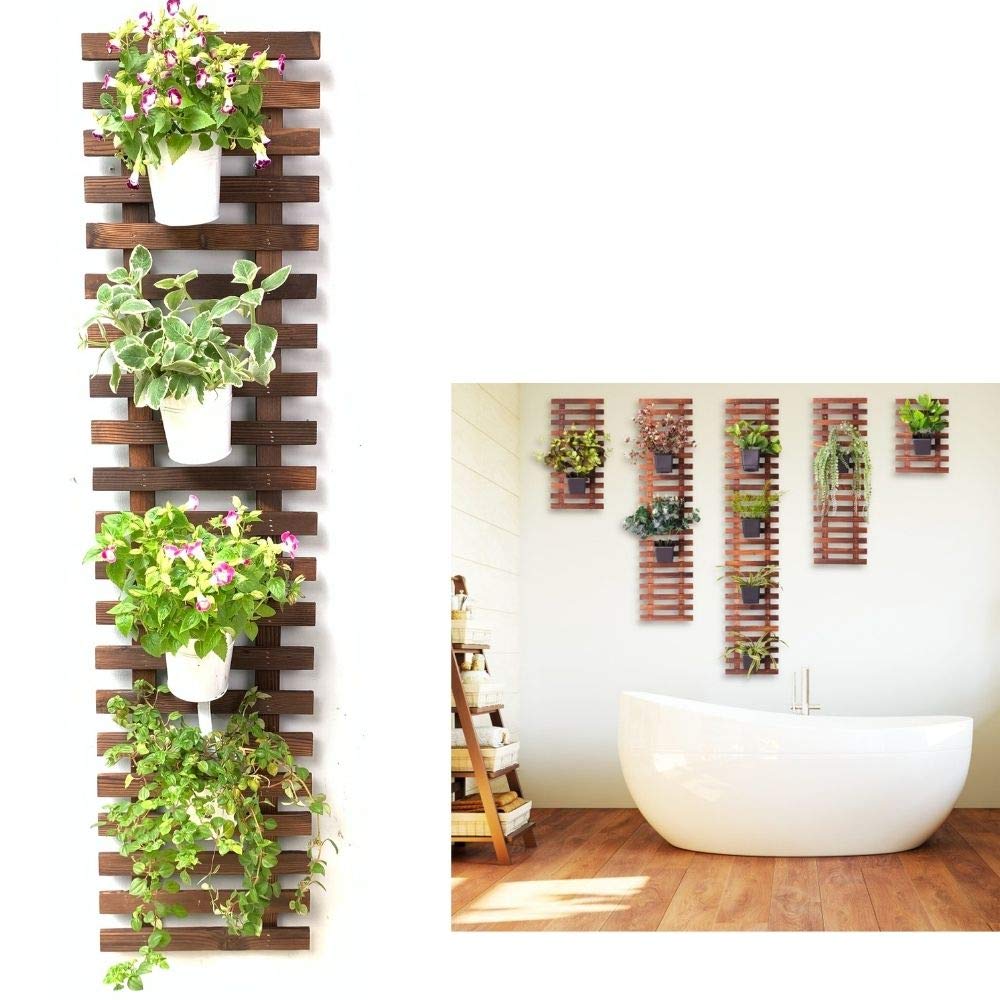 ShopLaLa Wall Planter - Hanging Wooden Wall Planter for Indoor Outdoor Plants, Vertical Garden, Plant Wall Mount Planter, Air Plant Succulent Holder for Flower Pot Display Hanger Frame 47.2" (120cm)