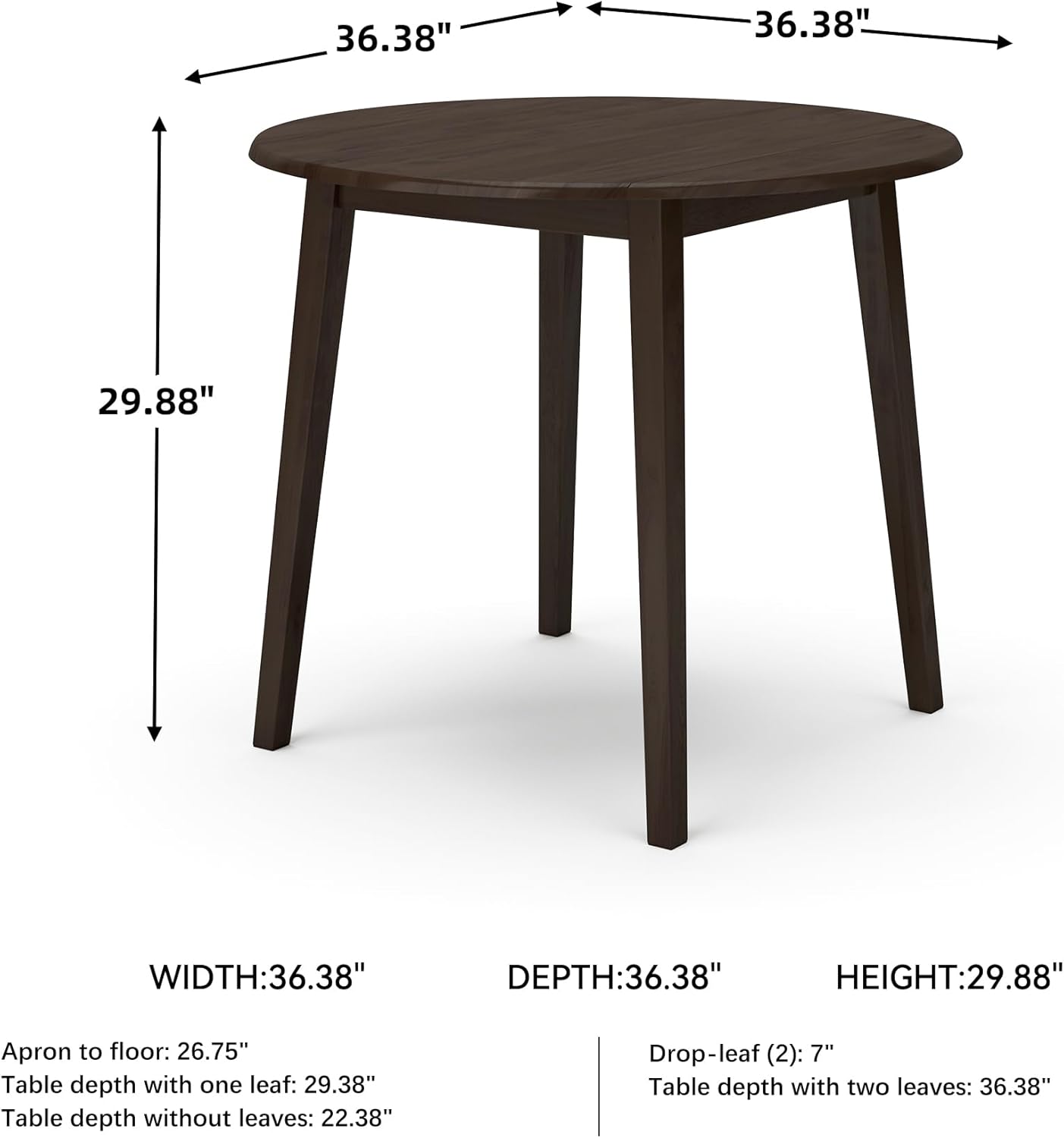 Signature Design by Ashley Hammis Round Dining Room Drop Leaf Table, Dark Brown