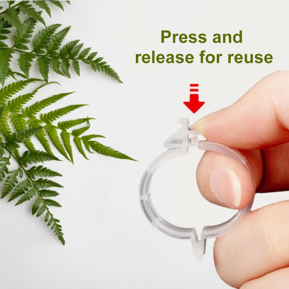 Thickened Plant Fixing Clip 100Pcs, 2025 Summer New Tomato Grape Vine Vegetables Plant Fixing Clips, Upgrade Plant Support Clips Reusable Garden Clips Secured Plastic Plant Clip (50, White)